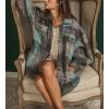 imagechouyatou Womens Casual Lapel Brushed Plaid Button Down Wool Blend Oversized Shacket Jacket Coat with PocketsBlue Gray