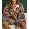 imagechouyatou Womens Casual Lapel Brushed Plaid Button Down Wool Blend Oversized Shacket Jacket Coat with PocketsRose Red
