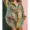 imagechouyatou Womens Casual Lapel Brushed Plaid Button Down Wool Blend Oversized Shacket Jacket Coat with PocketsYellow Green