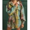 imagechouyatou Womens Casual Lapel Brushed Plaid Button Down Wool Blend Oversized Shacket Jacket Coat with PocketsYellow Green