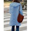 imagechouyatou Womens Color Block Striped Hooded Cardigan Sweaters Button Down Long Coatigan Jackets with PocketsBlue