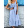 imagechouyatou Womens Cotton Linen Spaghetti Strap Beach Dress Casual Loose ALine Midi Long SundressBlue