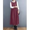 imagechouyatou Womens Cute Sleeveless Corduroy Overall Dress Jumper Midi Babydoll Tank Dress with PocketsDark Red