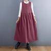 imagechouyatou Womens Cute Sleeveless Corduroy Overall Dress Jumper Midi Babydoll Tank Dress with PocketsDark Red