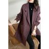 imagechouyatou Womens Notch Lapel Herringbone Wool Coat Formal Office Work Double Breasted Winter Pea CoatPurple