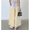 imagechouyatou Womens Plaid Wide Leg Culotte Pants Gingham High Elastic Waisted Cropped Palazzo Pants with PocketsKhaki