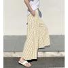 imagechouyatou Womens Plaid Wide Leg Culotte Pants Gingham High Elastic Waisted Cropped Palazzo Pants with PocketsKhaki