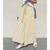imagechouyatou Womens Plaid Wide Leg Culotte Pants Gingham High Elastic Waisted Cropped Palazzo Pants with PocketsKhaki
