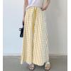 imagechouyatou Womens Plaid Wide Leg Culotte Pants Gingham High Elastic Waisted Cropped Palazzo Pants with PocketsKhaki