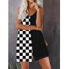 imagechouyatou Womens Spaghetti Strap Wide Leg Jumpsuit Boho Floral Print Loose Fit Romper ShortsPlaid Black