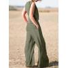 imagechouyatou Womens Summer 2 Piece Outfits Vacation Linen Sleeveless Tank Top Wide Leg Pant SetsArmy Green