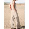 imagechouyatou Womens Summer 2 Piece Outfits Vacation Linen Sleeveless Tank Top Wide Leg Pant SetsKhaki