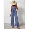 imagechouyatou Womens Summer Boho Strapless Smocked Tube Top Jumpsuits Tie Knot Wide Leg Romper PantsBlue