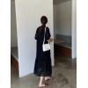 imagechouyatou Womens Summer Puff Sleeve Button Down Lace Eyelet Dress Hollow Out Floral Embroidery Midi DressBlack