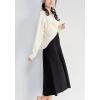 imagechouyatou Womens Sweater Skirt Set Cross Wrap Front Sweater Midi Skirt Sets 2 Piece OutfitsBlack White