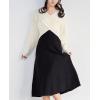 imagechouyatou Womens Sweater Skirt Set Cross Wrap Front Sweater Midi Skirt Sets 2 Piece OutfitsBlack White
