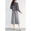 imagechouyatou Womens Sweater Skirt Set Cross Wrap Front Sweater Midi Skirt Sets 2 Piece OutfitsGrey