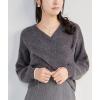 imagechouyatou Womens Sweater Skirt Set Cross Wrap Front Sweater Midi Skirt Sets 2 Piece OutfitsGrey