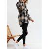 imagechouyatou Womens Winter Fuzzy Sherpa Jacket Boyfriend Fleece Color Block Plaid Button Down Shacket CoatBrown