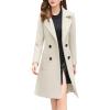 imagechouyatou Women Elegant Notched Collar Double Breasted Wool Blend Over CoatOffwhite