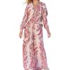 imagechouyatou Womens 2 Piece Outfit Floral Printed Button Down Shirts Wide Leg Palazzo Pants SetPink