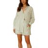 imagechouyatou Womens 2 Piece Outfits Lounge Sets Striped Button Down Shirt and Shorts Sleepwear Pajamas SetsGreen