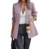 imagechouyatou Womens Casual Business Open Front Long Sleeve Notch Lapel Office Blazer JacketPurple