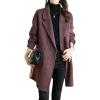 imagechouyatou Womens Notch Lapel Herringbone Wool Coat Formal Office Work Double Breasted Winter Pea CoatPurple