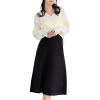 imagechouyatou Womens Sweater Skirt Set Cross Wrap Front Sweater Midi Skirt Sets 2 Piece OutfitsBlack White