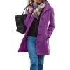 imagechouyatou Womens Winter Wool Blend Pea Coat Single Breasted Stand Collar Casual Trench Coat OvercoatPurple