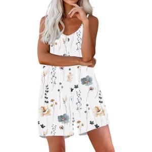 imagechouyatou Womens Spaghetti Strap Wide Leg Jumpsuit Boho Floral Print Loose Fit Romper ShortsFloral White
