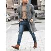 imagechouyatou Mens Casual Lapel Collar Wool Trench Coat Plaid Single Breasted Wool Blend Pea Coat with PocketsGray