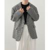 imagechouyatou Mens Plaid Pattern Wool Blazer Sports Coat Casual Notched Lapel Single Breasted Wool Pea CoatBrown