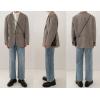 imagechouyatou Mens Plaid Pattern Wool Blazer Sports Coat Casual Notched Lapel Single Breasted Wool Pea CoatCoffee