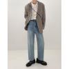 imagechouyatou Mens Plaid Pattern Wool Blazer Sports Coat Casual Notched Lapel Single Breasted Wool Pea CoatCoffee