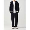 imagechouyatou Mens Western V Neck Zip Up Cardigan Sweaters Contrast Striped Pattern Long Sleeve Knit Sweater CoatBlack