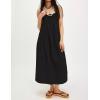 imagechouyatou Womens Cargo Overall Dress Sleeveless Adjustable Strap Safari Maxi Jumper Dress with PocketsBlack