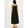 imagechouyatou Womens Cargo Overall Dress Sleeveless Adjustable Strap Safari Maxi Jumper Dress with PocketsBlack