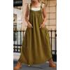 imagechouyatou Womens Cargo Overall Dress Sleeveless Adjustable Strap Safari Maxi Jumper Dress with PocketsGreen
