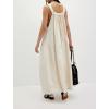 imagechouyatou Womens Cargo Overall Dress Sleeveless Adjustable Strap Safari Maxi Jumper Dress with PocketsWhite