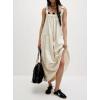 imagechouyatou Womens Cargo Overall Dress Sleeveless Adjustable Strap Safari Maxi Jumper Dress with PocketsWhite