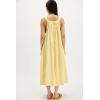 imagechouyatou Womens Cargo Overall Dress Sleeveless Adjustable Strap Safari Maxi Jumper Dress with PocketsYellow