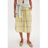 imagechouyatou Womens Retro Plaid Wide Leg Croppped Pants Y2k Baggy Culottes Capri Palazzo Pants with PocketsApricot