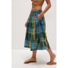 imagechouyatou Womens Retro Plaid Wide Leg Croppped Pants Y2k Baggy Culottes Capri Palazzo Pants with PocketsBlue