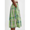 imagechouyatou Womens Retro Plaid Wide Leg Croppped Pants Y2k Baggy Culottes Capri Palazzo Pants with PocketsGreen