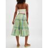 imagechouyatou Womens Retro Plaid Wide Leg Croppped Pants Y2k Baggy Culottes Capri Palazzo Pants with PocketsGreen