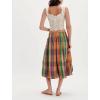 imagechouyatou Womens Retro Plaid Wide Leg Croppped Pants Y2k Baggy Culottes Capri Palazzo Pants with PocketsOrange