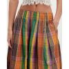 imagechouyatou Womens Retro Plaid Wide Leg Croppped Pants Y2k Baggy Culottes Capri Palazzo Pants with PocketsOrange