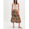imagechouyatou Womens Retro Plaid Wide Leg Croppped Pants Y2k Baggy Culottes Capri Palazzo Pants with PocketsOrange