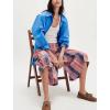 imagechouyatou Womens Retro Plaid Wide Leg Croppped Pants Y2k Baggy Culottes Capri Palazzo Pants with PocketsPink